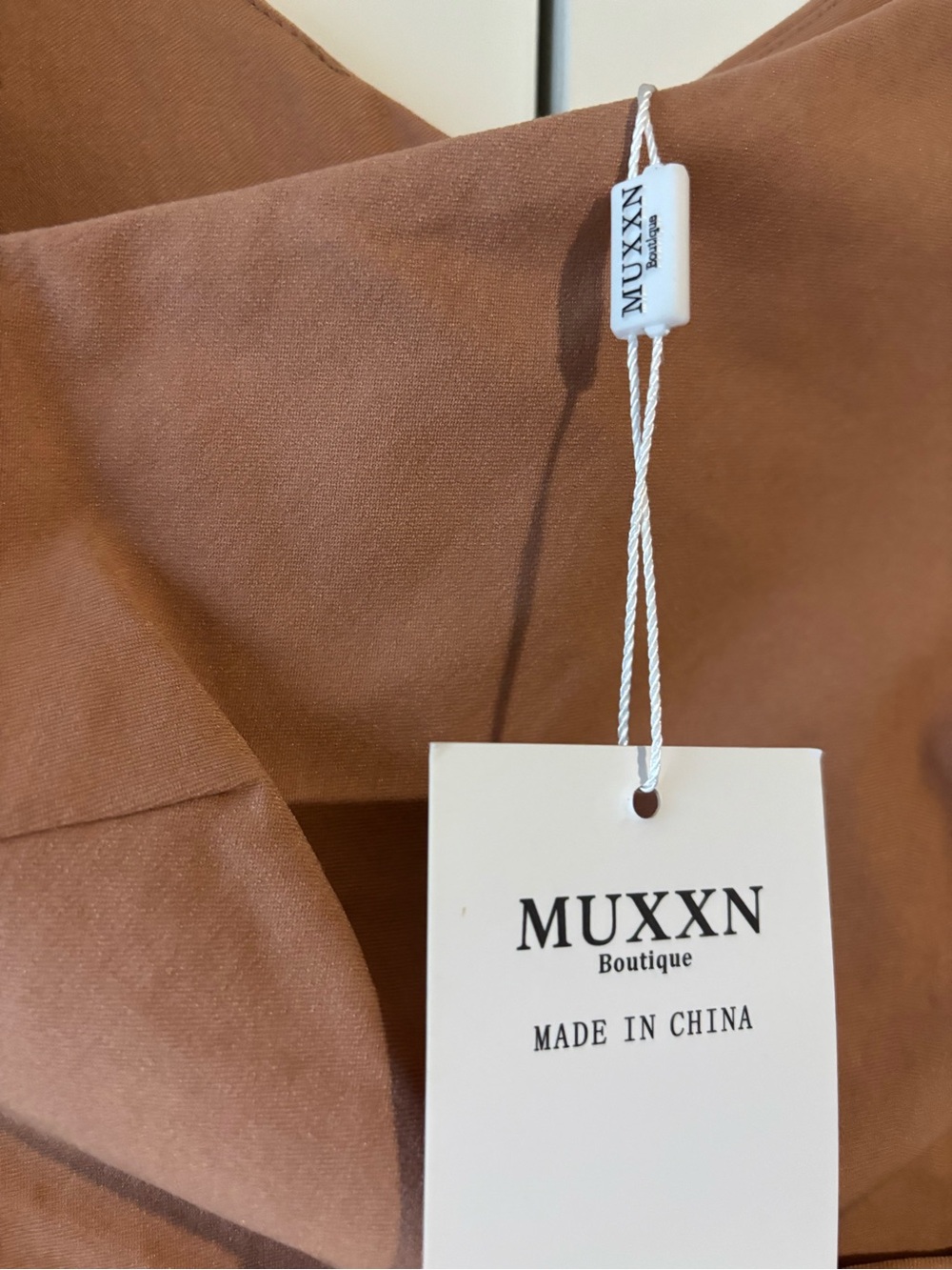MUXXN Ruched Sheath Dress-Camel-Size Small-NWT - Picture 7 of 10
